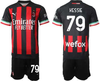 Moški Nogometni dresi AC Milan Domači 2023 Kratek Rokav + Kratke hlače KESSIE 79