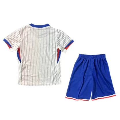 Otroški Nogometni dresi Francija Gostujoči Euro 2024 bela Kratek Rokav + modra Kratke hlače-1