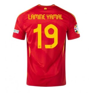 Günstige Moški Nogometni dresi Španija Domači Euro 2024 tisk Lamine Yamal 19