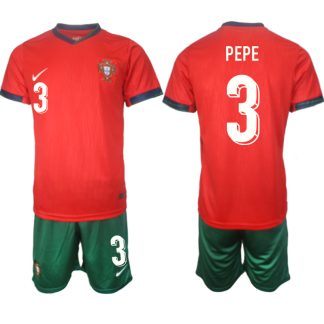 Novo Moški Nogometni dresi Portugalska Domači Euro 2024 rdeča zelena Pepe 3