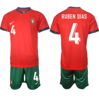 Novo Moški Nogometni dresi Portugalska Domači Euro 2024 rdeča zelena Ruben Dias 4