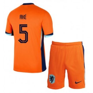 Novo Otroški Nogometni dresi kompleti Nizozemska Domači Euro 2024 oranžna Nathan Ake 5