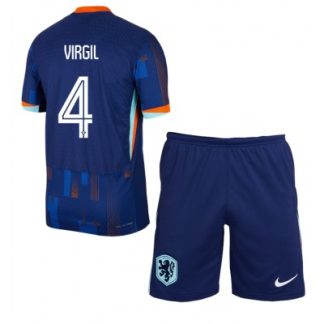 Novo Otroški Nogometni dresi kompleti Nizozemska Gostujoči Euro 2024 Virgil van Dijk 4