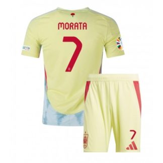 Novo Otroški Nogometni dresi za otroke Španija Gostujoči Euro 2024 tisk Alvaro Morata 7