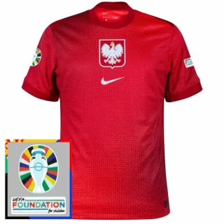 Poceni Moški Nogometni dresi Poljska Gostujoči Euro 2024 rdeča Kratek Rokav