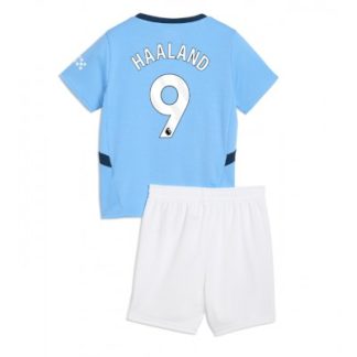 Poceni Otroški Nogometni dresi za otroke Manchester City Domači 2024-25 Erling Haaland 9