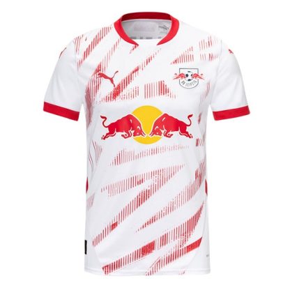 Najnovejša izdaja Moški Nogometni dresi RB Leipzig Domači 2024-25 bela rdeča Kurzarm