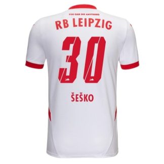 Novo Moški Nogometni dresi RB Leipzig Domači 2024-25 bela rdeča Kurzarm Benjamin Sesko 30