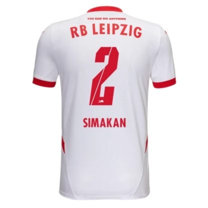 Novo Moški Nogometni dresi RB Leipzig Domači 2024-25 bela rdeča Kurzarm Mohamed Simakan 2