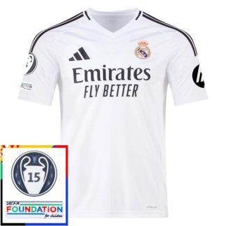 Najcenejši Moški Nogometni dresi Real Madrid Domači 15th Champions League With Patch 2024-2025