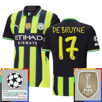 Poceni Moški Nogometni dresi Manchester City Gostujoči Champions League With Patch 2024-2025 Kevin De Bruyne 17