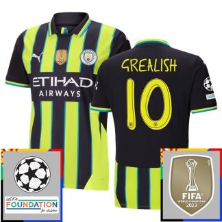 Poceni Moški Nogometni dresi Manchester City Gostujoči Champions League With Patch 2024-25 Jack Grealish 10